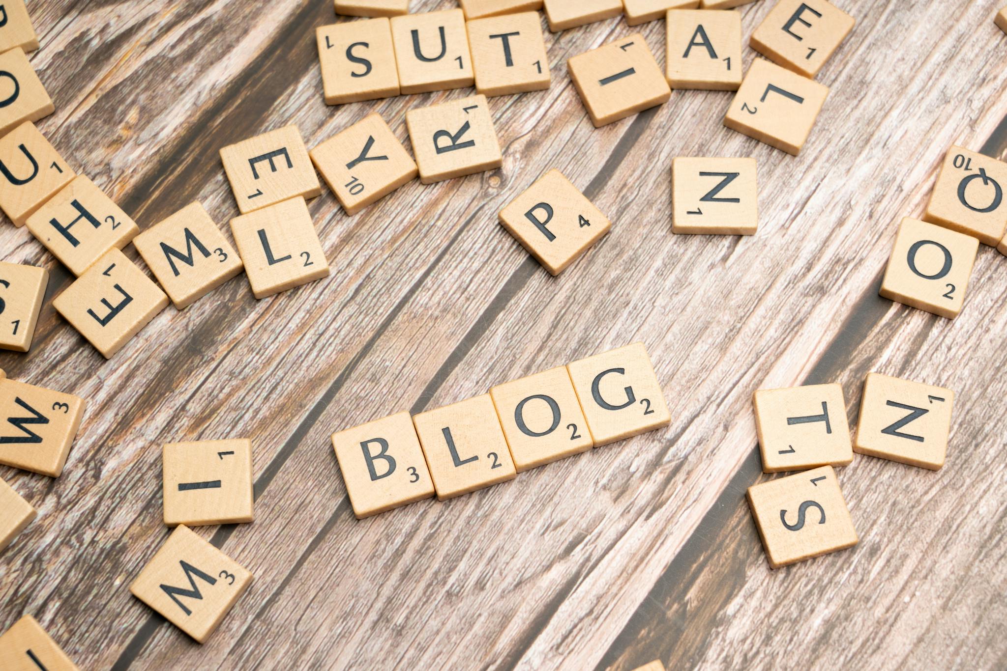 Home Scattered Wooden Letter Tiles Spelling Blog On